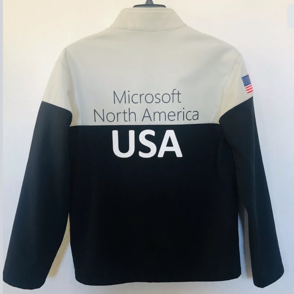 MENS JACKET ZIPPER UP MICROSOFT USA /CANADA FLAG